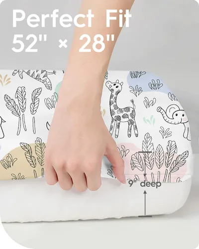 Miniatura 6 de Sábanas suaves para cuna de niño de alta calidad, sábana bajera para cuna ultra transpirable, sábanas súper elásticas de 28 x 52 x 9 pulgadas