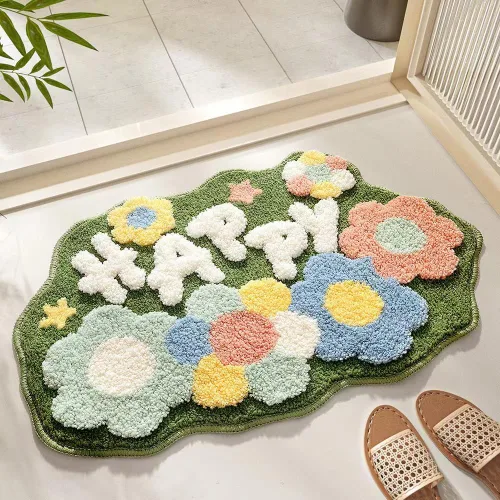 Miniatura 4 de Ankah Alfombra de Ducha Tapete de Baño Serie Bosque Diseño de Dibujos Animados Alfombra de Baño, Esponjosa, Suave, Antideslizante, Duradera