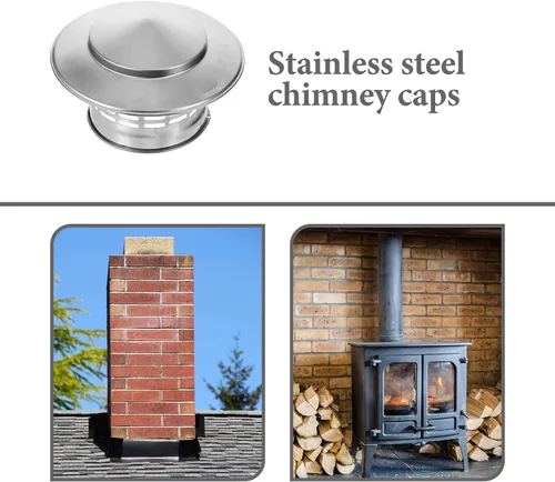 Miniatura 2 de Veemoon Tapa de lluvia de chimenea de acero inoxidable, cubierta de chimenea de 4.3 pulgadas, tapa de ventilación de techo, parte superior cónica