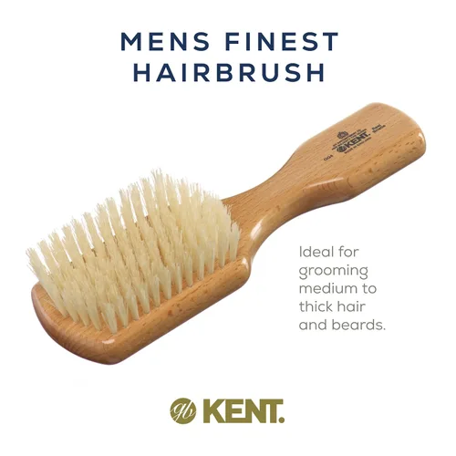Miniatura 4 de Kent OG4 - Cepillo rectangular de pelo y facial para caballeros de Beachwood para el cuidado de la barba, cepillo exfoliante natural de cerdas