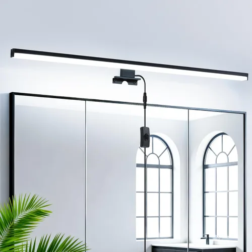 Miniatura 12 de Lámparas de baño con enchufe de 15.75 pulgadas, modernas luces negras de tocador sobre el espejo, luz cálida de 3000 K, no regulable, luz de imagen
