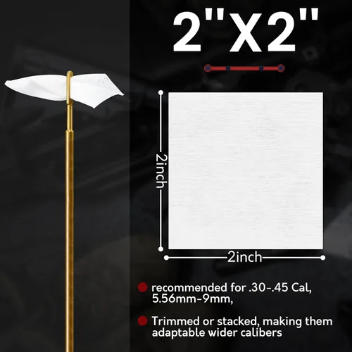 Miniatura 7 de PINGMIC Parches de limpieza de pistolas de 1800/1400/600 en caja, paño altamente absorbente de 2", parches de pistola sin pelusa para .22 a .45 Cal