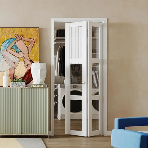 Miniatura 21 de BARNER HOME Puerta plegable, puerta de armario de cristal transparente de 3 lites, para apertura de 48 x 80 pulgadas, puertas plegables con kits