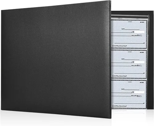 Miniatura 7 de Carpeta de 7 anillas, soporte para chequeras de negocios de 3 en una página, capacidad para 500 cheques, con organizador de calendario 2017-2021