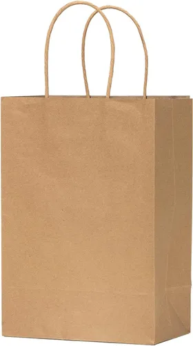 Miniatura 3 de vanhel 50 bolsas de regalo con asas, 8 x 4.25 x 10.5 pulgadas, bolsa de regalo, bolsas de papel marrón con asas a granel, para compras, fiesta