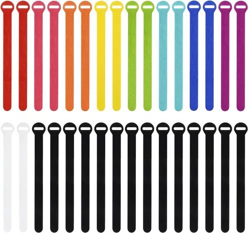 Miniatura 4 de Bridas de cable autoadheribles de Wrap-It Storage, negras, correas de 12.7 cm (paquete de 50) – Bridas de cable reutilizables con gancho y bucle