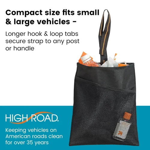 Miniatura 4 de HIGH ROAD - Bolsa de basura para automóvil con forro a prueba de fugas y bolsillo de almacenamiento Negro