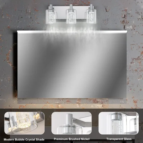 Miniatura 5 de SineRise - Luz de tocador con 3 modos de color (3000K/4000K/6000K), lámpara de baño LED con protección ocular, lámpara de pared moderna regulable
