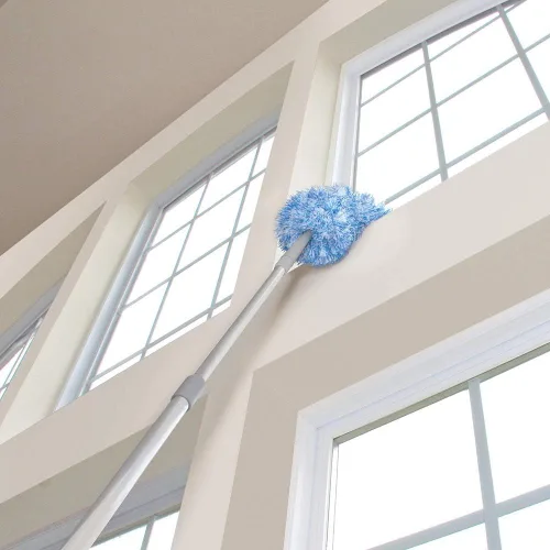 Miniatura 4 de O-Cedar Plumero de microfibra de doble acción con mango telescópico, juego de 3 piezas, blanco, azul (paquete de 2)
