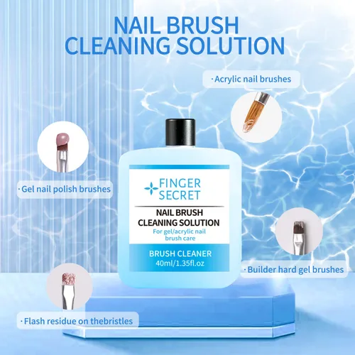 Miniatura 2 de Solución de limpieza de cepillos de uñas – 1.4 fl oz de acrílico para arte de uñas líquido limpiador para manicura, cepillo de uñas de limpieza