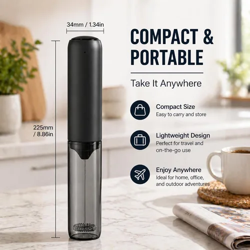 Miniatura 5 de Espumador de leche recargable de mano, espumador de café eléctrico, espumador de mano portátil mezclador de bebidas para café, latte, capuchino