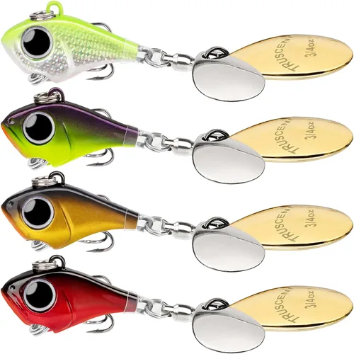 Miniatura 22 de TRUSCEND Señuelos Vibespinner con ganchos BKK - Fácil de atrapar: 4 acciones (vibrar/nadar/flash/plantilla) para más bocados, cebo de búsqueda