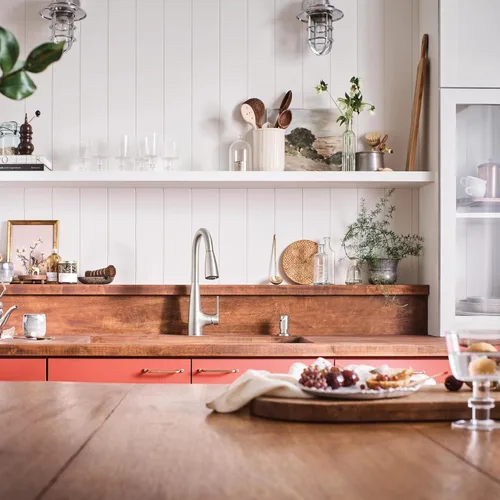 Miniatura 12 de Grifo de cocina Moen Haelyn con acabado resistente a manchas de acero inoxidable, mango único, rociador desplegable con Power Boost para limpieza