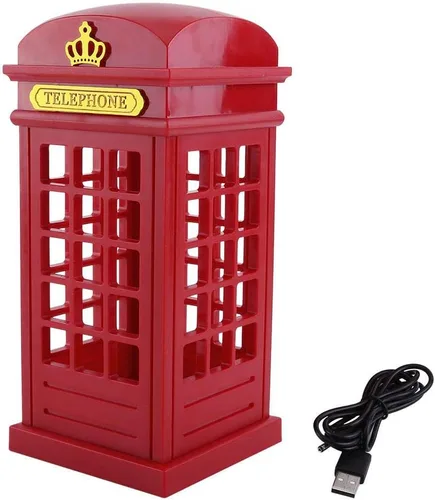 Miniatura 7 de ASHATA Cabina de teléfono retro LED lámpara de noche táctil regulable mesa escritorio luz para dormitorio estudiantes dormitorio dormitorio