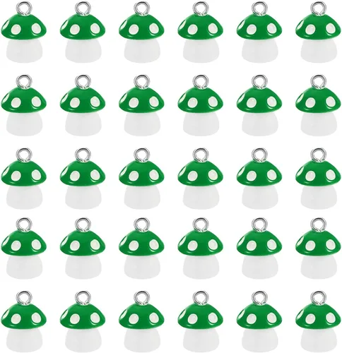Miniatura 11 de PATIKIL 30 piezas de dije de hongo, mini dije de hongo, resina a granel, lindo para hacer joyas, pulseras, aretes, collares