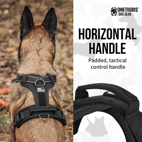 Miniatura 7 de OneTigris - Arnés para perro, chaleco para perro con acolchado suave sin tirones, nylon ajustable táctico de alta resistencia para perros medianos