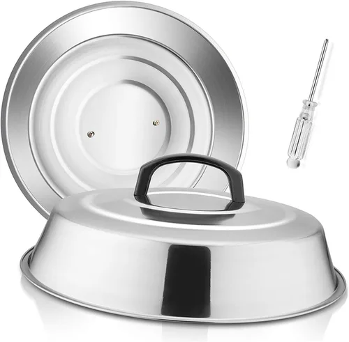 Miniatura 11 de Cúpula para Derretir Queso de 12 Pulgadas, HaSteeL Cubierta Redonda de Acero Inoxidable para Rociar y Vaporizar, Cúpula Grande Sólida para Plancha