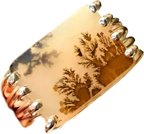 Miniatura 4 de Genuine Georgian Scenic Dendritic Agate 925 Sterling Silver Ring Size 9