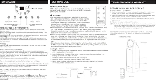 Miniatura 8 de BLACK+DECKER Calentador de escritorio de cerámica oscilante con control remoto con termostato ajustable, negro