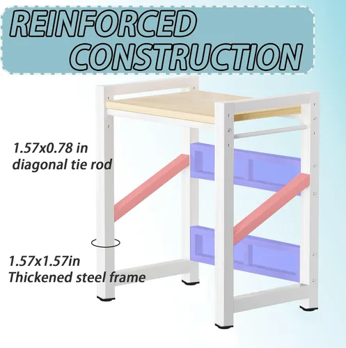 Miniatura 3 de Soporte apilable para lavadora y secadora con 4 ruedas, estantes metálicos para lavadora y secadora con espacio de almacenamiento, kit