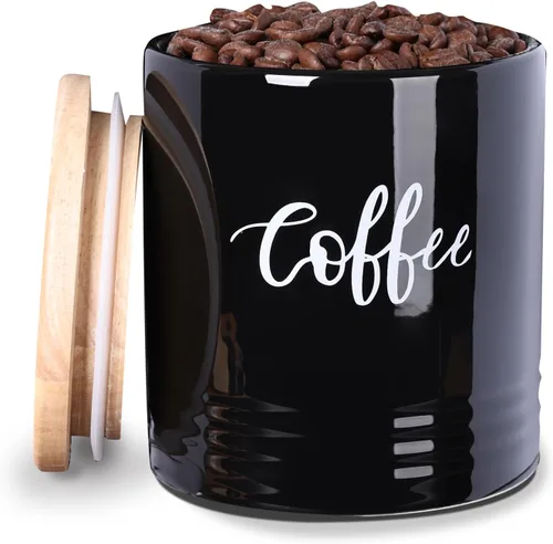 Miniatura 7 de LEETOYI Contenedores de almacenamiento de alimentos de porcelana con tapa, 4.5 pulgadas, 31 onzas, café etiquetado negro