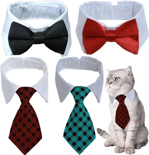 Miniatura 10 de 8 piezas de gafas de sol para mascotas, perro, gato, corbatín para mascotas, disfraz de mascota, collar formal ajustable para gatos, perros