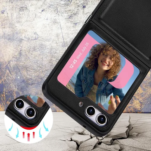 Miniatura 6 de Belemay Funda para Samsung Galaxy Z Flip 5, piel auténtica+TPU suave, protección delgada, a prueba de golpes, delgada Samsung Z Flip5, compatible