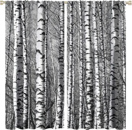 Miniatura 44 de Cortinas de abedul para sala de estar, niebla matutina en otoño, decoración del hogar, 42 x 45 pulgadas de largo