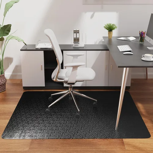 Tapete para silla de oficina para suelo de madera, 30 x 48 pulgadas, grande, de PVC, color negro, con patrón único para juegos, protector de suelo