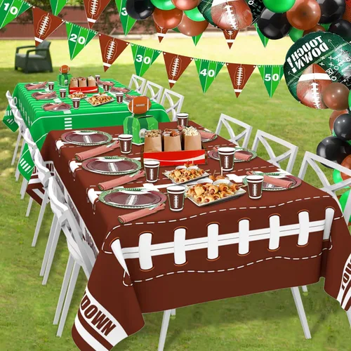 Miniatura 3 de Paquete de 2 decoraciones desechables para fiestas de fútbol, cumpleaños, manteles de plástico para fiestas temáticas de fútbol