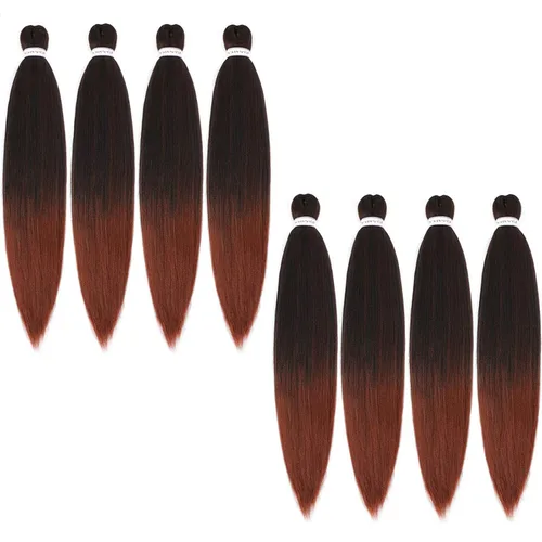Miniatura 76 de Alrence Cabello estirado para hacer trenzas, trenza larga de 30 pulgadas, 8 paquetes, extensiones profesionales de trenzado de cabello sintético, 1b#
