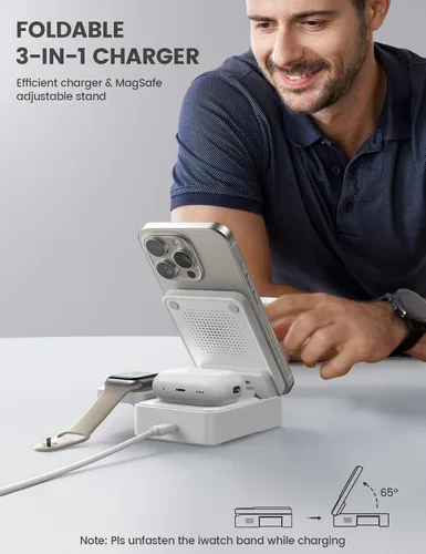 Miniatura 4 de Lamicall Estación de carga inalámbrica para MagSafe - Soporte de carga plegable inalámbrico 3 en 1 para Apple múltiples dispositivos para iPhone 17