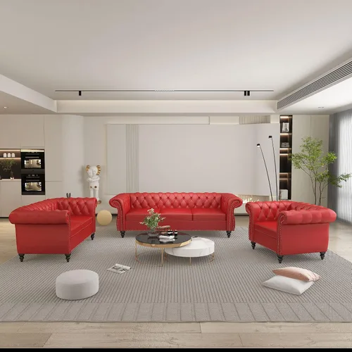Miniatura 19 de QHITTY Juego de 2 piezas para sala de estar, Sofá Seccional Chesterfield Silla Contemporáneo Tapizado de Terciopelo Loveseat Juego de Sofás