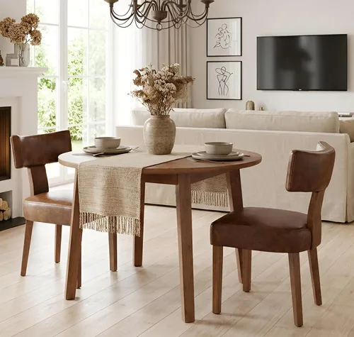 Miniatura 11 de Shunzhi Juego de 2 sillas de comedor modernas de mediados de siglo, sillas tapizadas de madera para comedor, sillas de cocina estilo granja, sillas