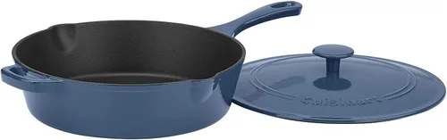 Miniatura 19 de Cuisinart Freidora de pollo de hierro fundido de 12 pulgadas con tapa, capacidad de 4.5 cuartos de galón, interior esmaltado de porcelana, apta