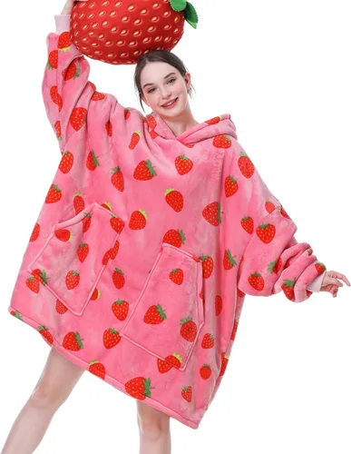 Miniatura 25 de Aemicion - Manta con capucha tipo sudadera tamaño grande, vellón Sherpa con mangas y bolsillo, unisex para adultos, ideal para hogar, oficina