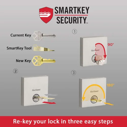 Miniatura 7 de Kwikset Vancouver - Juego de manija y cerrojo de puerta delantera, juego de manijas de entrada exterior con palanca interior reversible, níquel