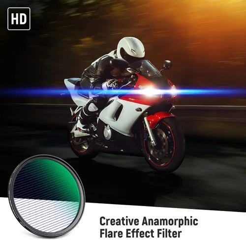 Miniatura 2 de NEEWER Filtro de rayas azules de 2.047 in, vidrio óptico HD giratorio de 360 °, filtro de lente de efectos especiales de llamarada anamórfica, marco
