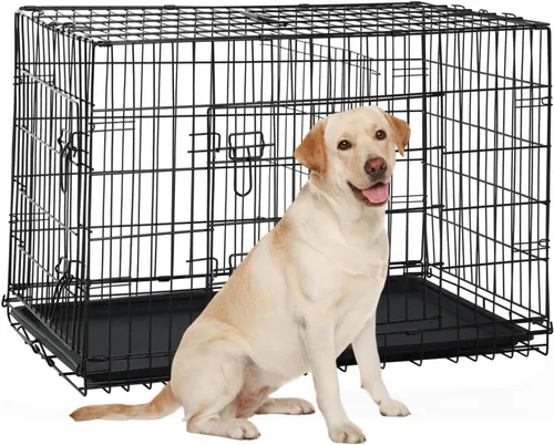 Miniatura 16 de Jaula para perros pequeños de 24 pulgadas, jaulas resistentes para perros pequeños, jaula plegable de alambre de metal con bandejas extraíbles, Negro