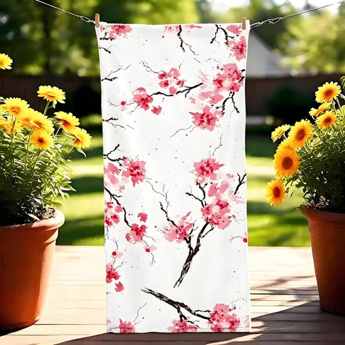 Miniatura 2 de Toallas de mano con flores de cerezo sin costuras, toallas de baño con flores de acuarela rosa, toallas de cocina suaves florales de 13.6 x 29 pies