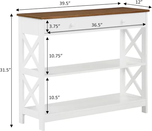 Miniatura 3 de Convenience Concepts Oxford - Mesa consola con 1 cajón con estantes, madera de granero/negro