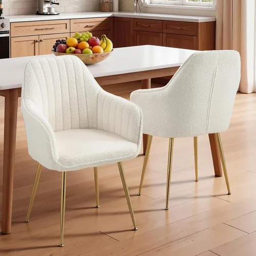 Miniatura 17 de AVAWING Modern Living - Juego de 2 sillas con reposabrazos decorativos para sala de estar, comedor, de terciopelo, tapizado, de mediados de siglo