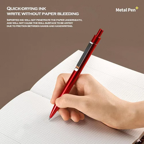 Miniatura 9 de DUNBONG Bolígrafo de Gel de Metal Negro, Bolígrafo de Tinta de Gel, Tinta Negra, Pluma de Tinta Retráctil de 0.5mm (Negro)
