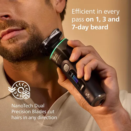 Miniatura 5 de Philips Norelco Shaver i9000 Prestige Ultra, afeitadora eléctrica en seco y húmedo, degradado negro, tecnología SenseIQ Pro, sistema de triple