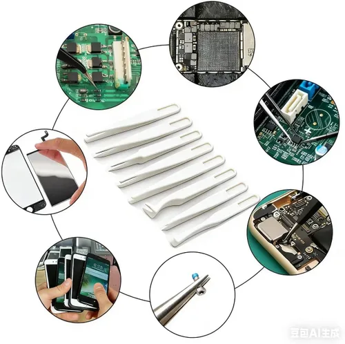 Miniatura 4 de Juego de 8 pinzas de plástico ESD, juego de pinzas de precisión, no magnéticas y antiestáticas, para manualidades, reparación de electrónica, joyas