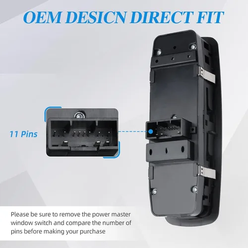 Miniatura 6 de Interruptor de control de ventana eléctrica Lado del conductor delantero 11 pines Compatible con Dodge Durango 2011-2013, Jeep Grand Cherokee