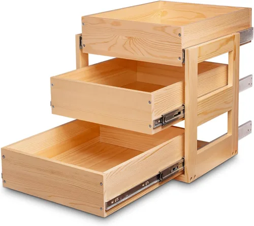 Mulush Cajones Extraíbles para Gabinetes, 14''An×21''Pr×19''Al, Estantes de Madera Deslizables con Cierre Suave, Organizador de Almacenamiento para