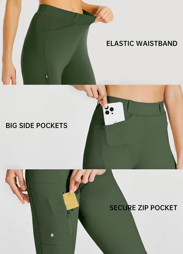 Miniatura 3 de Willit Pantalones de equitación para mujer con asiento completo, pantalones de silicona con bolsillo con cremallera