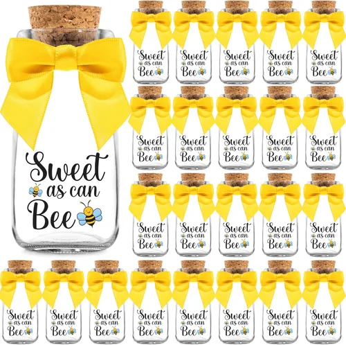 Miniatura 10 de Ethisa Paquete de 24 botellas de vidrio de leche vintage con cintas y calcomanías, regalos elegantes de baby shower para invitados y centros de ¡Es