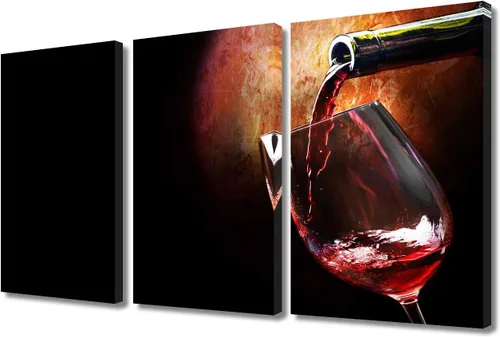 Miniatura 81 de Obra de arte para paredes del hogar, 3 paneles de letras de vino tinto, pinturas de corcho, impresiones HD, arte de pared de corcho de vino sobre